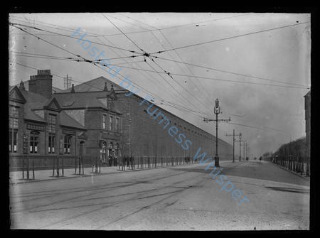 Michaelson Road, Barrow-in-Furness Bakery and Engineering Works on the left — Negative