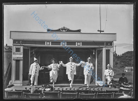 Walney Mascots - Pierrot Show in James Dunn Park, closeup of stage. — Nowstalgia Gallery