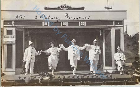 Walney Mascots - Pierrot Show in James Dunn Park, closeup of stage. — Nowstalgia Gallery