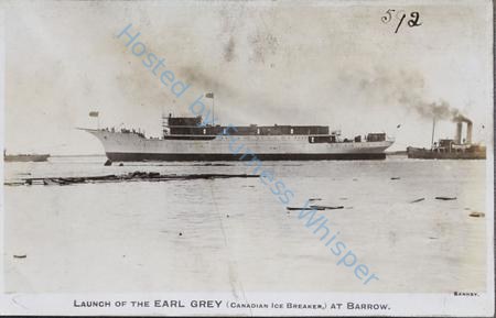 Launch of the Earl Grey (Canadian Ice breaker), at Barrow.  Renamed Kanada, later Fedor Litke — Nowstalgia Gallery
