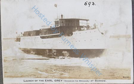 Launch of the Earl Grey (Canadian Ice breaker), at Barrow.  Renamed Kanada, later Fedor Litke — Nowstalgia Gallery