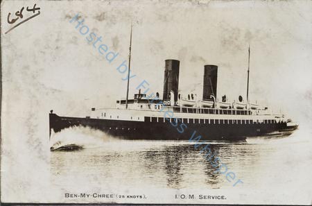 Ben-My-Chree Twin Funnelled 23-3-1908 — Nowstalgia Gallery