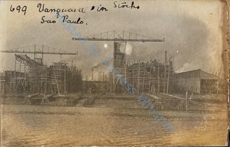 Cantilever Cranes with Vanguard  and Sao Paulo at Vickers Naval Construction Works, Barrow c1907 — Nowstalgia Gallery