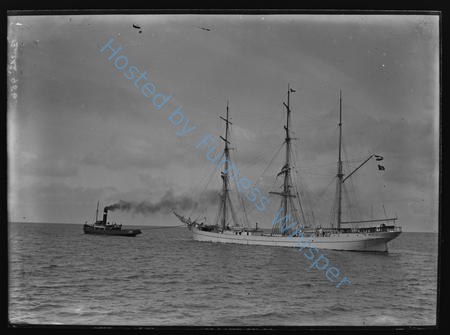 Sailing Ship Bertha Towed By Tug Fylde, in Lune Deeps, C1911 — Nowstalgia Gallery