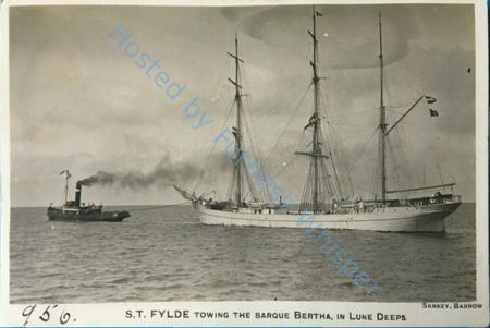 Sailing Ship Bertha Towed By Tug Fylde, in Lune Deeps, C1911 — Nowstalgia Gallery