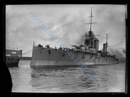 Battlecruiser HMS Princess Royal in Ramsden Dock, Airship shed to left — Nowstalgia Gallery