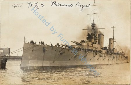 Battlecruiser HMS Princess Royal in Ramsden Dock, Airship shed to left — Nowstalgia Gallery