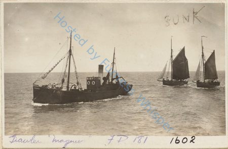 Steam Trawler FD181 Magnus Towing 2 Sail Trawlers — Nowstalgia Gallery
