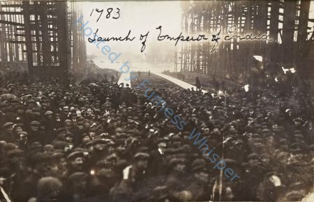 Launch of HMS EMPEROR OF INDIA, launch crowd on slipway — Nowstalgia Gallery