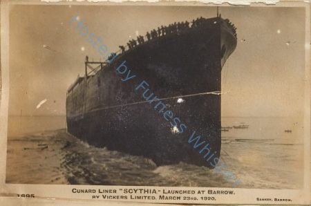 Cunard Liner SCYTHIA launched at Barrow by Vickers ltd. March 23rd 1920 — Nowstalgia Gallery