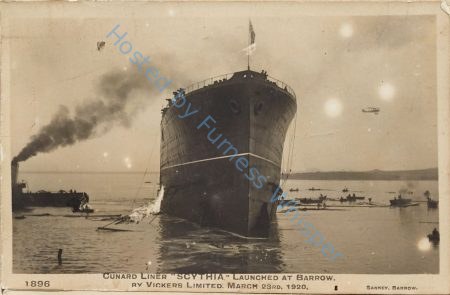 Cunard Liner SCYTHIA launched at Barrow by Vickers ltd. March 23rd 1920 — Nowstalgia Gallery