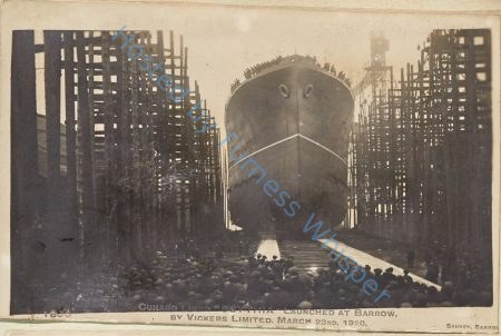 Cunard Liner SCYTHIA launched at Barrow by Vickers ltd. March 23rd 1920 — Nowstalgia Gallery