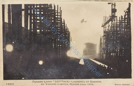 Cunard Liner SCYTHIA launched at Barrow by Vickers ltd. March 23rd 1920 — Nowstalgia Gallery