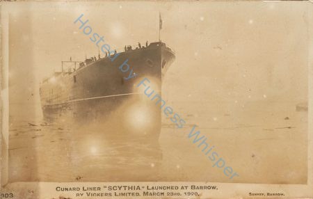 Cunard Liner SCYTHIA launched at Barrow by Vickers ltd. March 23rd 1920 — Nowstalgia Gallery