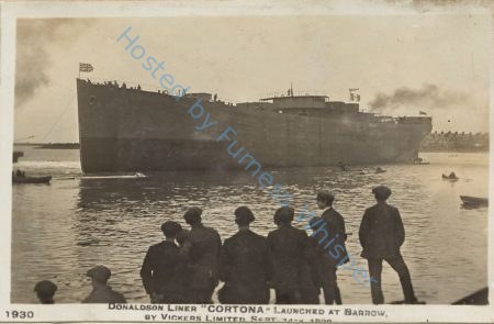 Donaldson Liner CORTONA Launched at Barrow by Vickers Ltd Sept 14th, 1920 — Nowstalgia Gallery