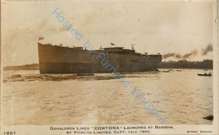 Donaldson Liner CORTONA Launched at Barrow by Vickers Ltd Sept 14th, 1920 — Nowstalgia Gallery