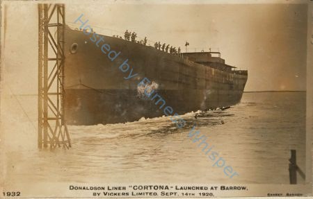 Donaldson Liner CORTONA Launched at Barrow by Vickers Ltd Sept 14th, 1920 — Nowstalgia Gallery