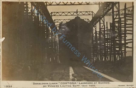 Donaldson Liner CORTONA Launched at Barrow by Vickers Ltd Sept 14th, 1920 — Nowstalgia Gallery