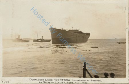 Donaldson Liner CORTONA Launched at Barrow by Vickers Ltd Sept 14th, 1920 — Nowstalgia Gallery