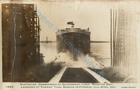 Australian Commonwealth Government Liner MORETON BAY, launched at Vickers Yard, Barrow-in-F, 23rd, April 1921 — Nowstalgia Gallery