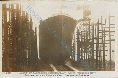 Launch of Australian Commonwealth Liner HOBSONS BAY, Oct 4th 1921, at Vickers Yard, Barrow-in-Furness — Nowstalgia Gallery