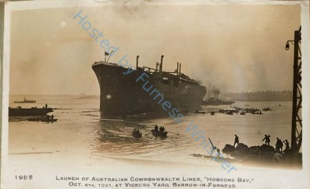 Launch of Australian Commonwealth Liner HOBSONS BAY, Oct 4th 1921, at Vickers Yard, Barrow-in-Furness — Nowstalgia Gallery
