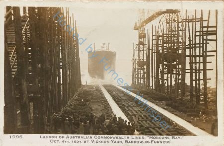 Launch of Australian Commonwealth Liner HOBSONS BAY, Oct 4th 1921, at Vickers Yard, Barrow-in-Furness — Nowstalgia Gallery