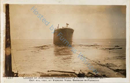 Launch of Australian Commonwealth Liner HOBSONS BAY, Oct 4th 1921, at Vickers Yard, Barrow-in-Furness — Nowstalgia Gallery