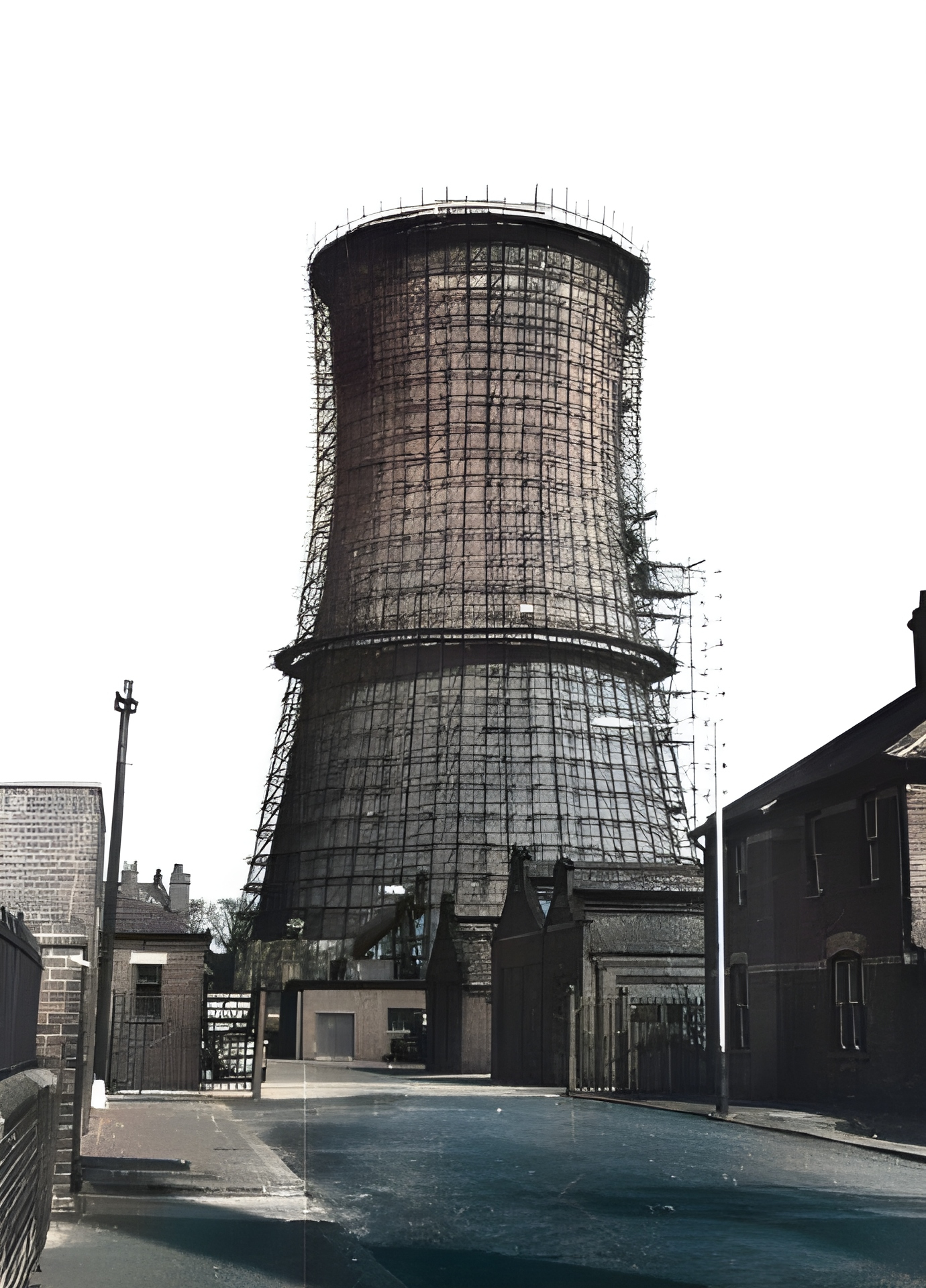 Image for A giant falls barrow bids farewell to its cooling tower (1961)